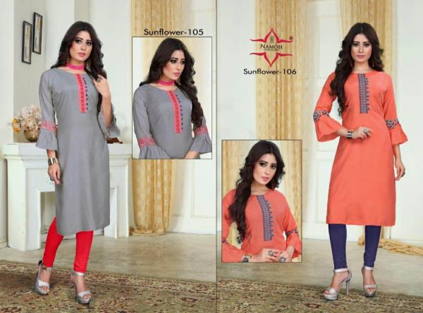 Namoh Sunflower Beautiful Rayon Emroidery Kurti Collection